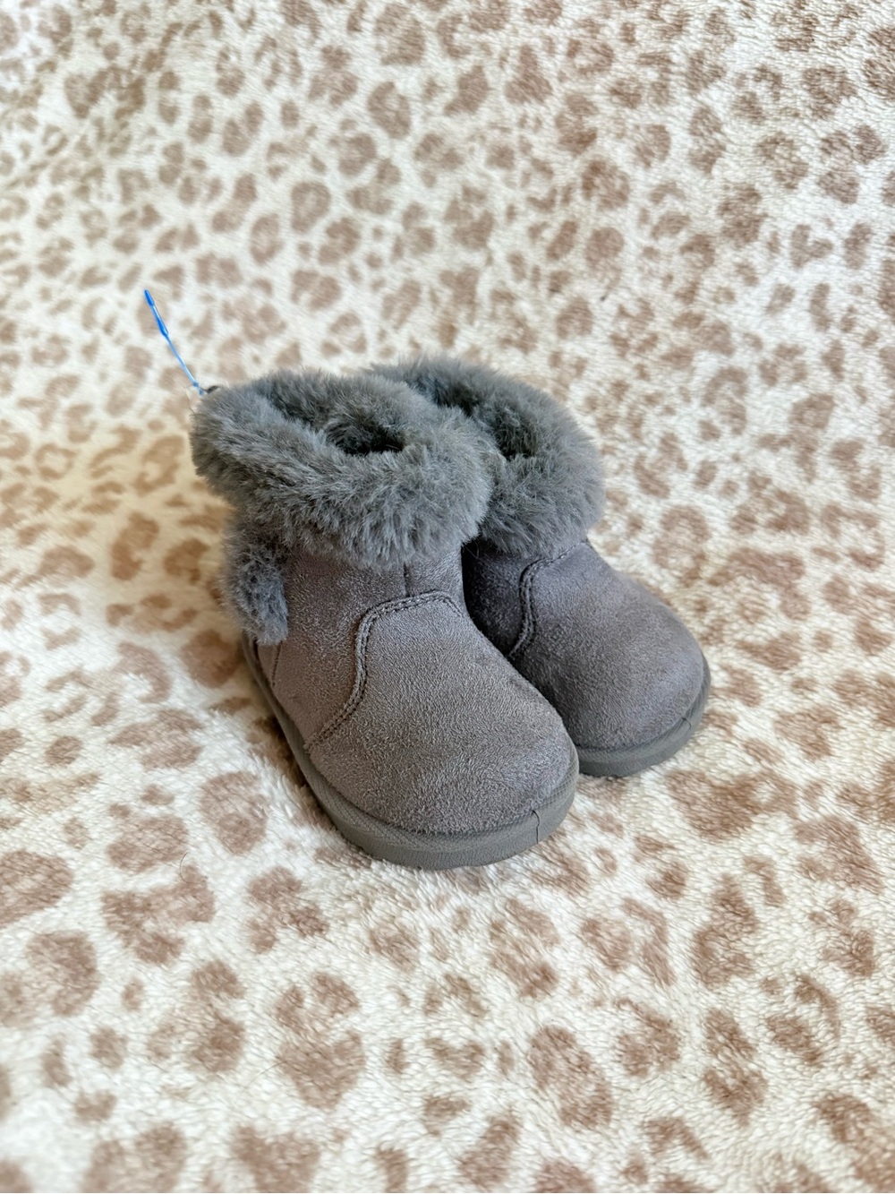 Plush Faux-Fur Lined Kids Gray Winter Boots